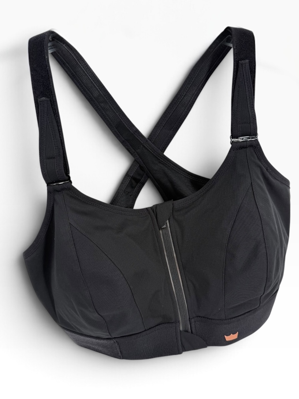 SHEFIT WOMEN 3 LUXE Black ZIP FRONT NO WIRE Adjustable FULL COVER SPORTS BRA